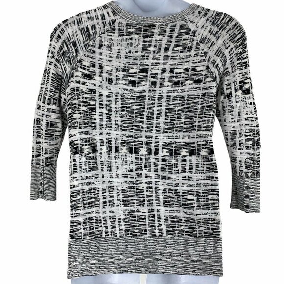 5/$25 Lane Bryant 14 16 Cardigan Button Up Sweater 3/4 Sleeve Black White - Picture 2 of 5